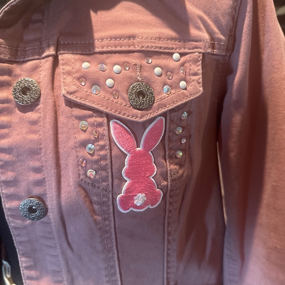 Pink ladies spring jacket with bunny print - Picture 2 of 3
